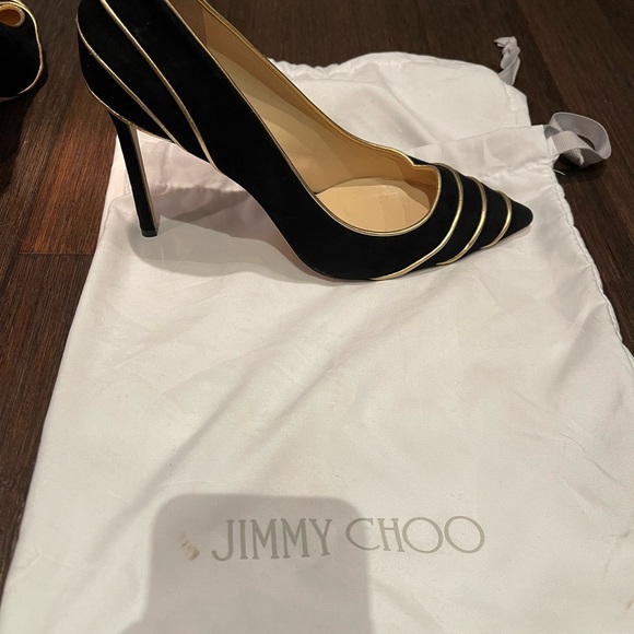 Jimmy Choo Black Velvet/Gold pumps main image 7